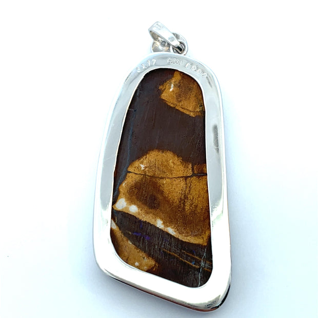 Platinum large Boulder Opal & Diamond Heavy Pendant