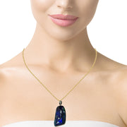Platinum large Boulder Opal & Diamond Heavy Pendant