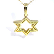 14k Yellow Gold Star of David Diamond Pendant Necklace