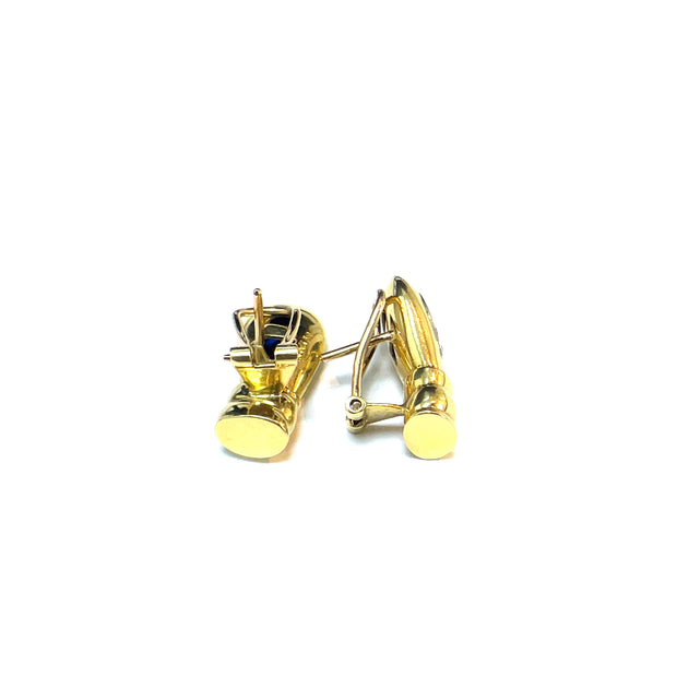 18k Yellow Gold Pablo Diamond & Sapphire Earrings