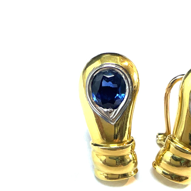 18k Yellow Gold Pablo Diamond & Sapphire Earrings