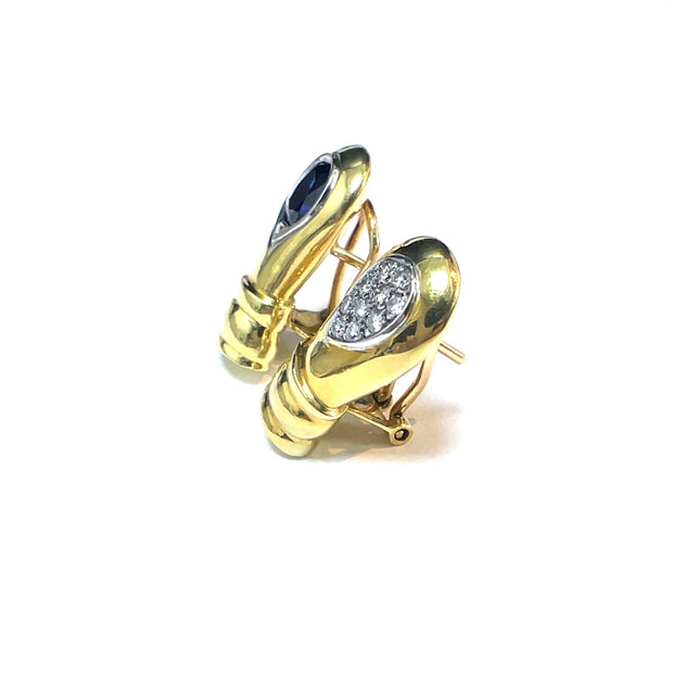 18k Yellow Gold Pablo Diamond & Sapphire Earrings