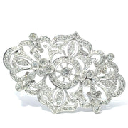 14k White Gold 1.77ct Diamond Studded Filigree Brooch