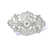 14k White Gold 1.77ct Diamond Studded Filigree Brooch