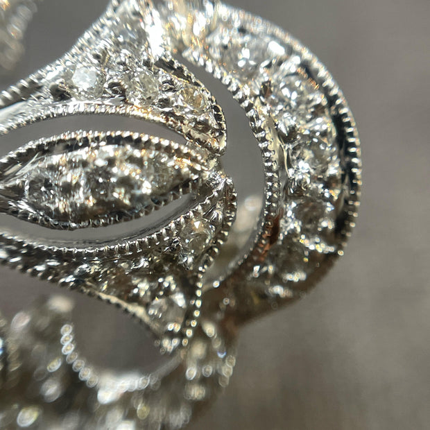 14k White Gold 1.77ct Diamond Studded Filigree Brooch
