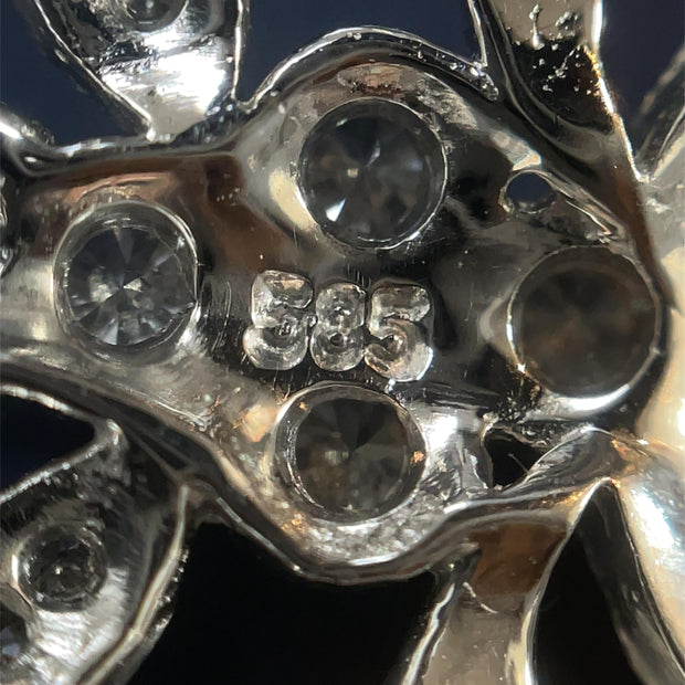 14k White Gold 1.77ct Diamond Studded Filigree Brooch