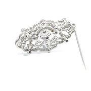 14k White Gold 1.77ct Diamond Studded Filigree Brooch