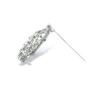14k White Gold 1.77ct Diamond Studded Filigree Brooch