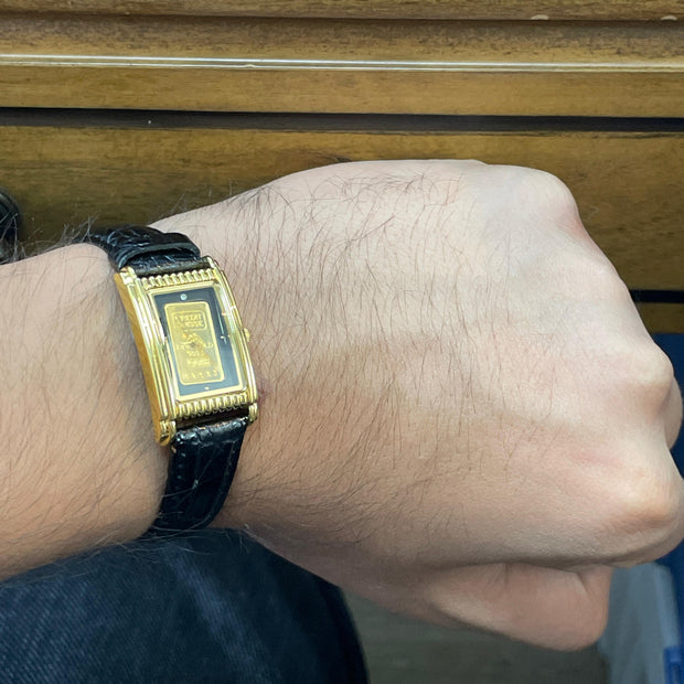 Swiss 999.9 Gold Ingot Watch with Genuine Leather Belt