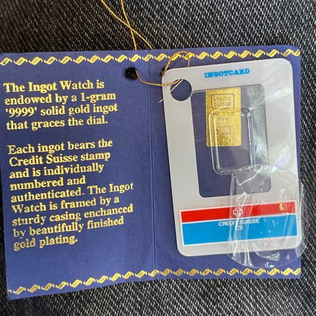 Swiss 999.9 Gold Ingot Watch with Genuine Leather Belt