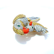 Exquisite Parrot Brooch inlaid with Diamond & Sapphire In 14k Gold