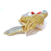 Exquisite Parrot Brooch inlaid with Diamond & Sapphire In 14k Gold