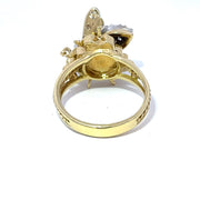 Exquisite Diamond-Set Bee Cocktail Ring in 18k Yellow Gold
