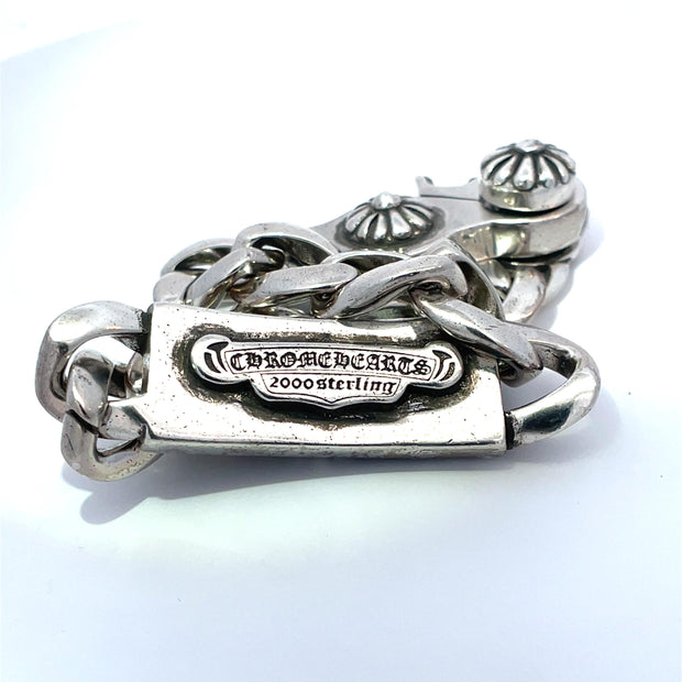 Chrome Hearts S925 Cuban Chain Cross Bracelet with Lobster Clasp