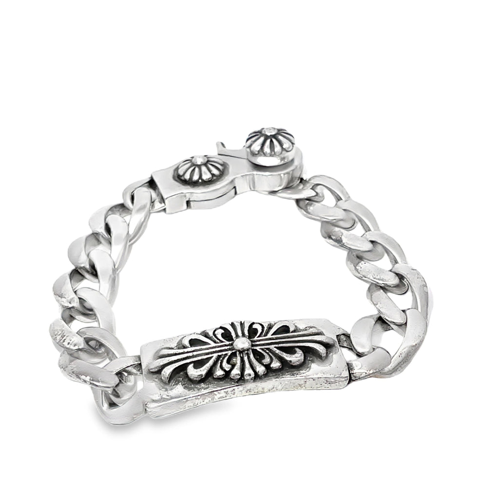 CHROME HEARTS　s925 フラワーモチーフ バングル Chrome Hearts S925 Cuban Chain Cross Bracelet with Lobster Clasp