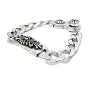 Chrome Hearts S925 Cuban Chain Cross Bracelet with Lobster Clasp