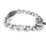 Chrome Hearts S925 Cuban Chain Cross Bracelet with Lobster Clasp