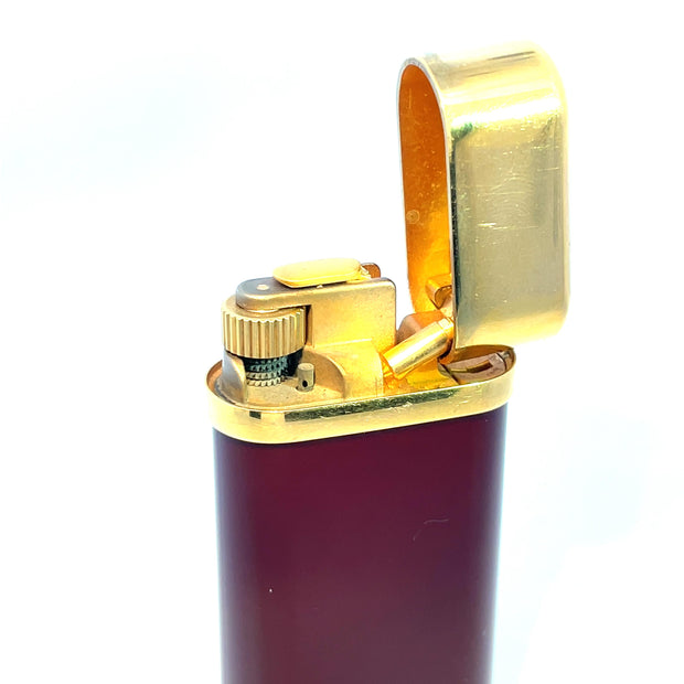 Cartier Vintage Gas Lighter Red Lacquered & Gold Plated