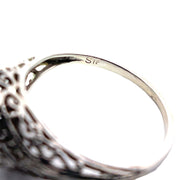 18k White Gold Filigree Ring with 0.78 Total Carat Weight Diamonds