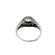 18k White Gold Filigree Ring with 0.78 Total Carat Weight Diamonds