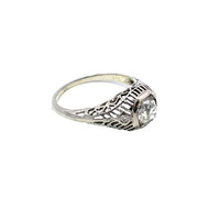 18k White Gold Filigree Ring with 0.78 Total Carat Weight Diamonds