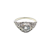 18k White Gold Filigree Ring with 0.78 Total Carat Weight Diamonds