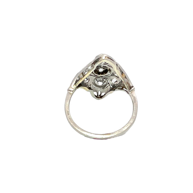 14k White Gold & Platinum Vintage Ring with 1.5 Total Carat Weight Diamonds