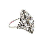 14k White Gold & Platinum Vintage Ring with 1.5 Total Carat Weight Diamonds