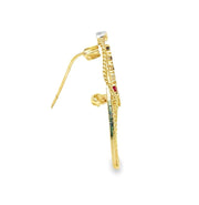 14k Yellow Gold Sapphire Studded Flag Pin