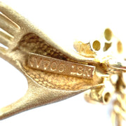 18k Yellow Gold Diamond Hands Holding Pearl Pendant Necklace