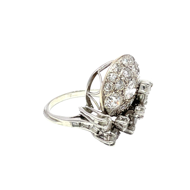 Platinum Ring with 5-6 Carats Old Cuts And Marquise Diamond