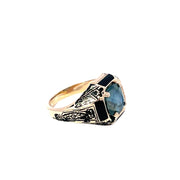 Vintage 14k Yellow Gold GIA Certified Burma No-Heat 6.01ct Cushion Sapphire Ring