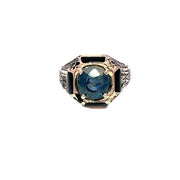 Vintage 14k Yellow Gold GIA Certified Burma No-Heat 6.01ct Cushion Sapphire Ring