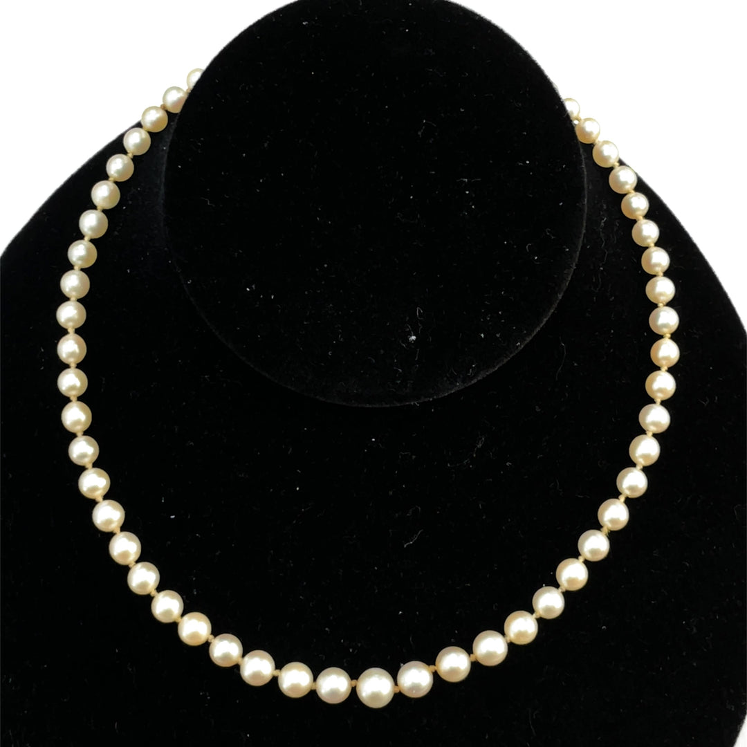 Mikimoto Single-Strand Vintage Pearl Necklace with Sterling Silver