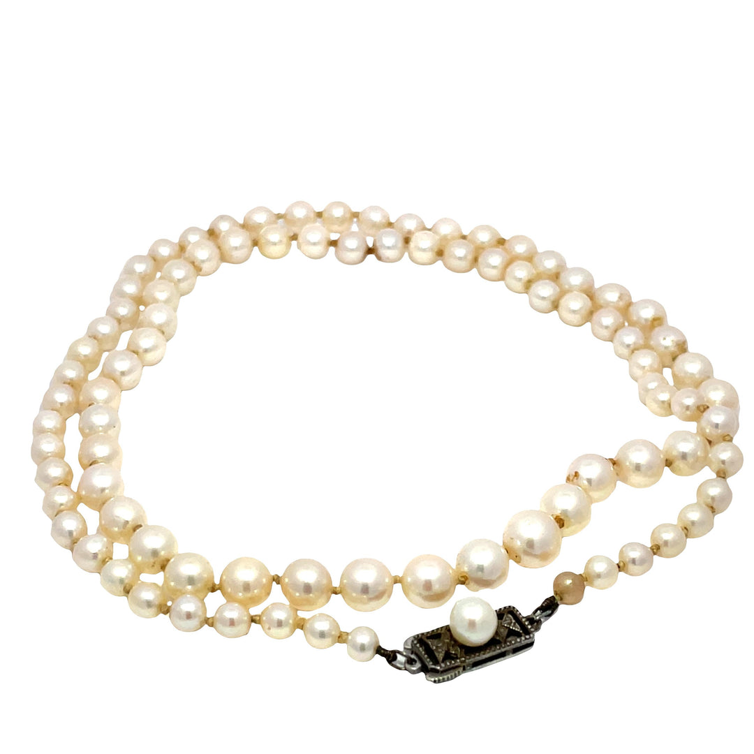 Mikimoto Single-Strand Vintage Pearl Necklace with Sterling Silver