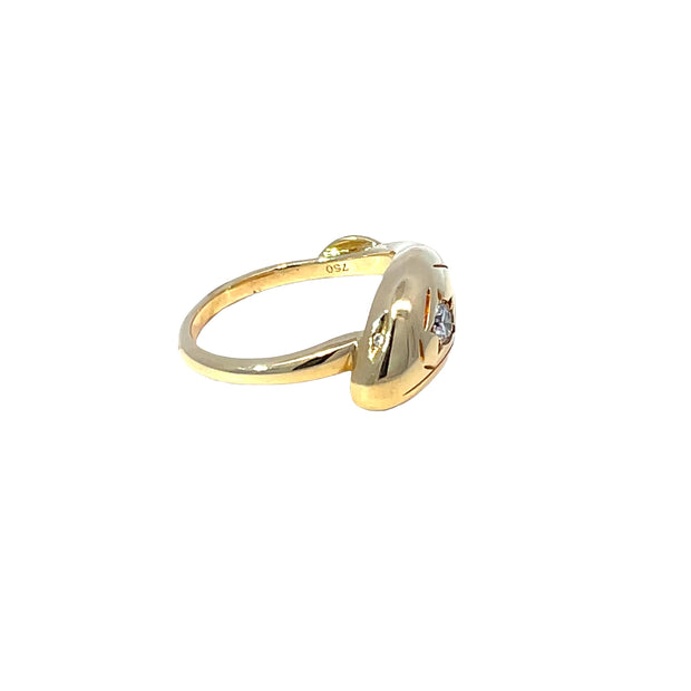 18k Yellow Gold Serpent Ring with Diamond Head