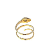 18k Yellow Gold Snake Ring with Pear Diamond In Swirl Crown Design