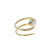 18k Yellow Gold Snake Ring with Pear Diamond In Swirl Crown Design