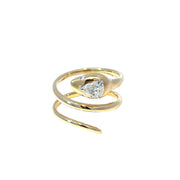 18k Yellow Gold Snake Ring with Pear Diamond In Swirl Crown Design