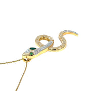18k Yellow Gold Emerald & Diamond Snake Pendant