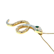 18k Yellow Gold Emerald & Diamond Snake Pendant