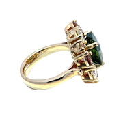 GIA-Certified Tourmaline, Diamond & Garnet Ring in 18K Yellow Gold