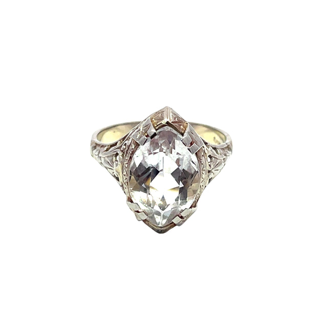 18k White Gold Marquise Cut Aquamarine Ring