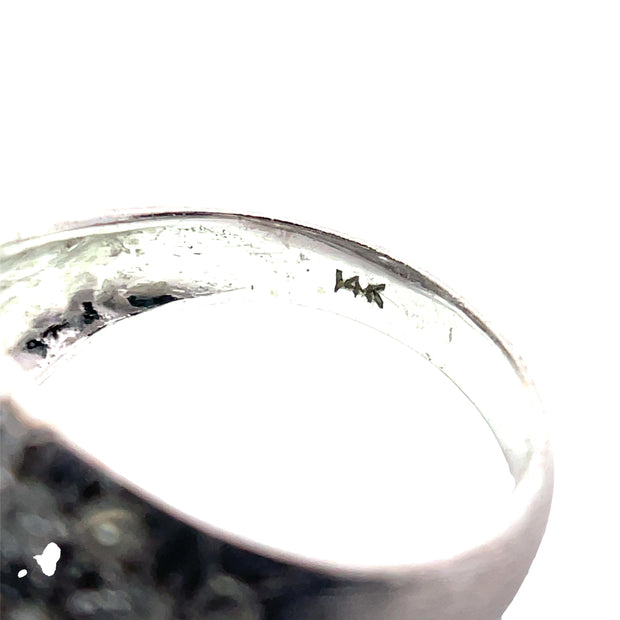 14k White Gold 2CTW Diamonds Pave Ring with Brilliant Round Center