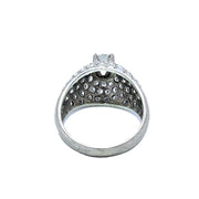 14k White Gold 2CTW Diamonds Pave Ring with Brilliant Round Center
