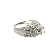 14k White Gold 2CTW Diamonds Pave Ring with Brilliant Round Center