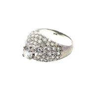 14k White Gold 2CTW Diamonds Pave Ring with Brilliant Round Center