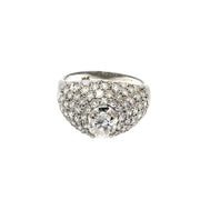 14k White Gold 2CTW Diamonds Pave Ring with Brilliant Round Center