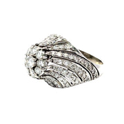 Solid White Gold Diamond Pave Swirl Cluster Ring
