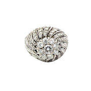 Solid White Gold Diamond Pave Swirl Cluster Ring
